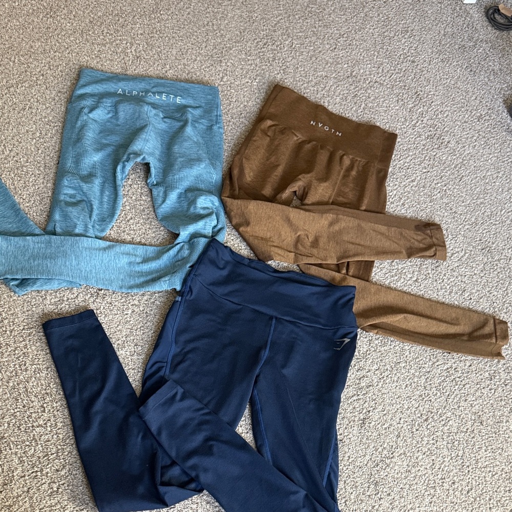 Alphalete Women's Leggings Set - Teal, Brown, and Navy